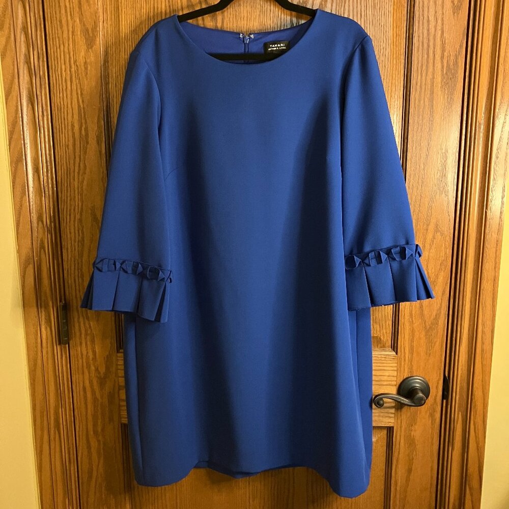 Tahari Arthur S. Levine Sapphire Blue 3/4 Sleeve Midi Dress Size 16